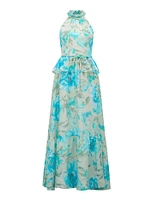Serena Halter Peplum Maxi Dress