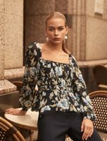 Macy Shirred-Waist Blouse
