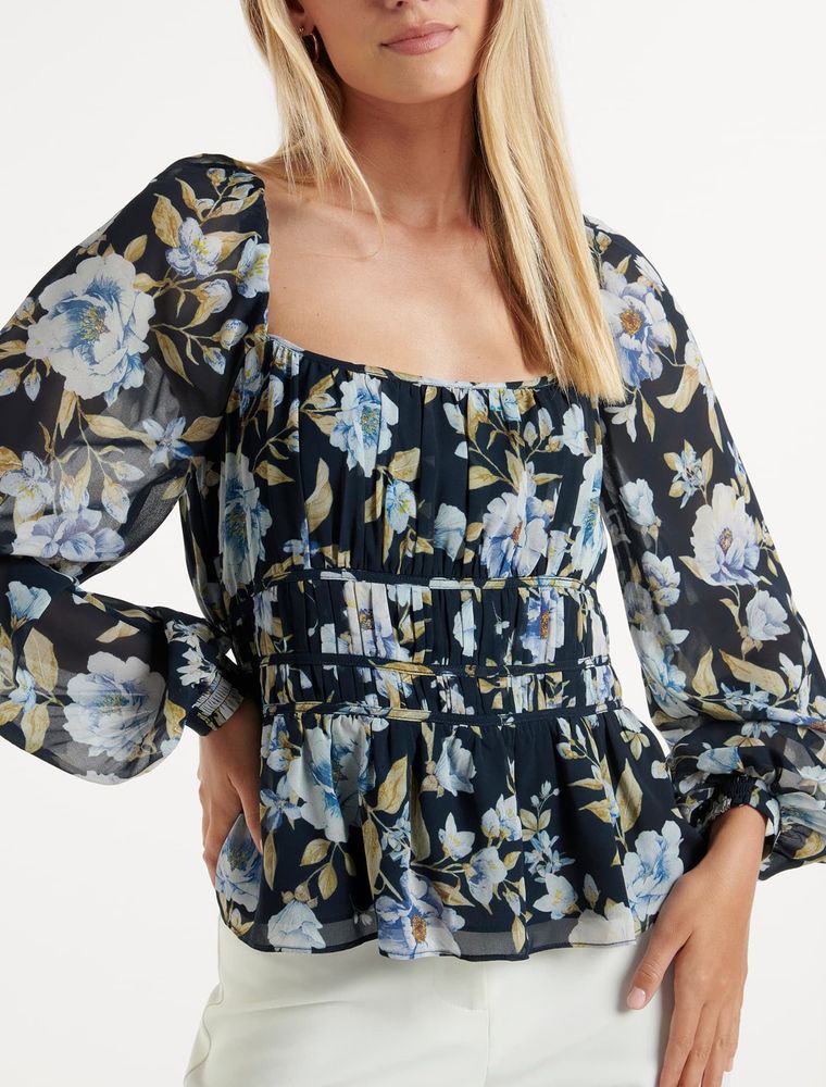 Macy Shirred-Waist Blouse
