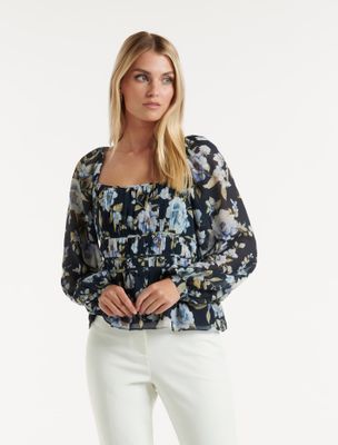 Macy Shirred-Waist Blouse