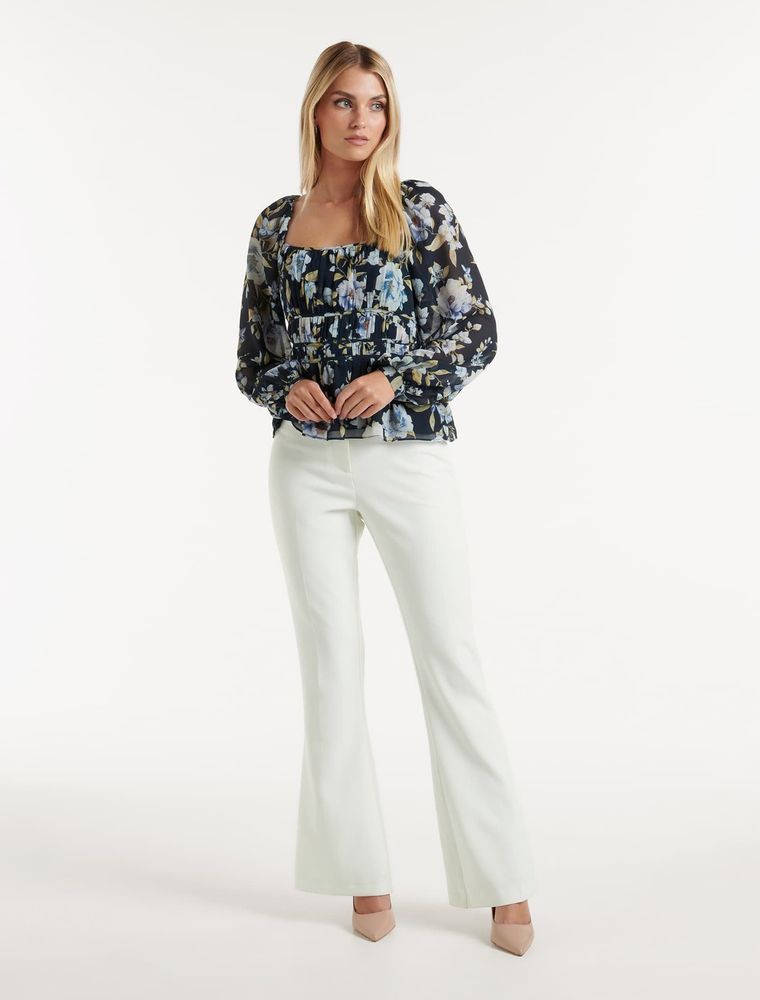 Macy Shirred-Waist Blouse