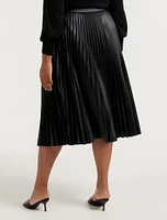 Harmony Curve Vegan Leather Pleated Skirt