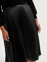 Harmony Curve Vegan Leather Pleated Skirt