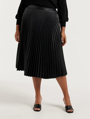 Harmony Curve Vegan Leather Pleated Skirt