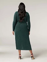 Evaliah Curve Glitter Wrap Midi Dress