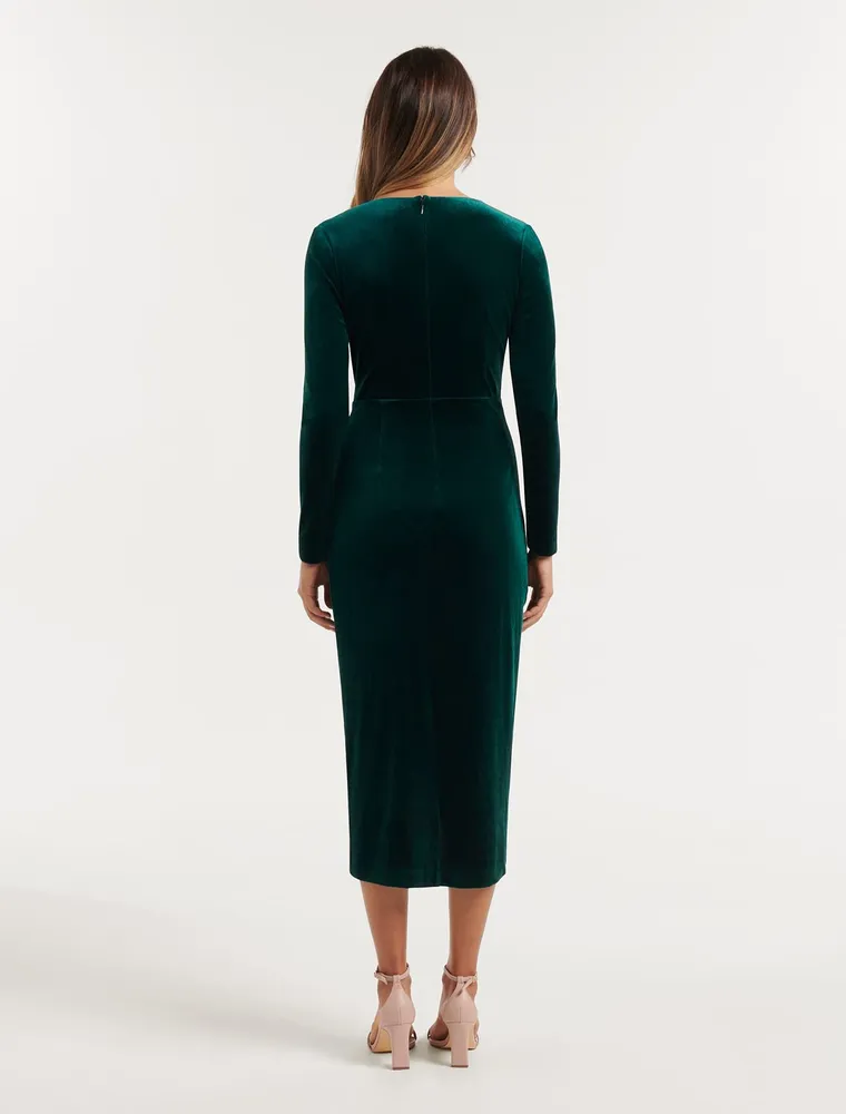 Antionette Wrap Velvet Midi Dress - Women's Fashion | Ever New