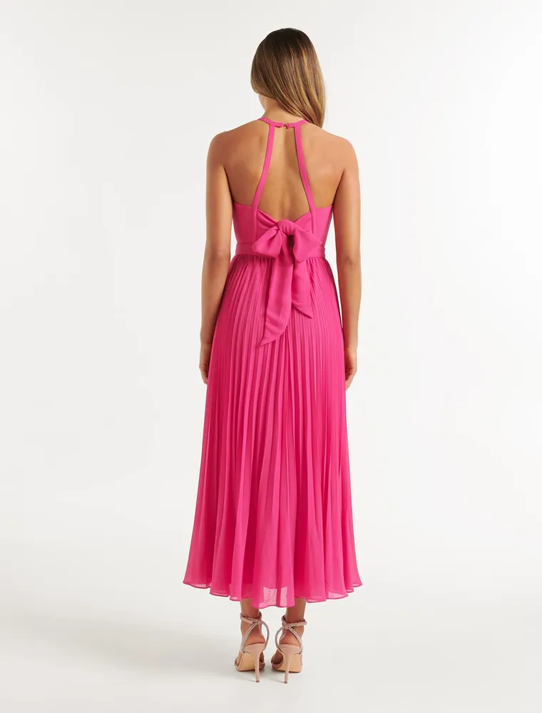 Gwenyth Pleated Halter Maxi Dress