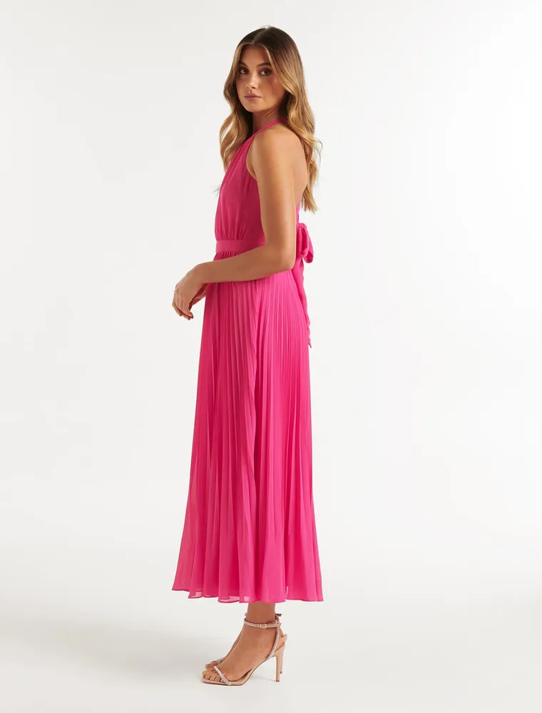 Gwenyth Pleated Halter Maxi Dress