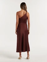 Shawna One-Shoulder Satin Midi Dress