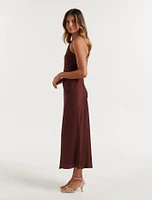 Shawna One-Shoulder Satin Midi Dress