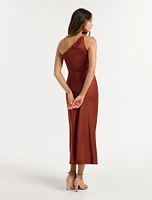 Shawna One-Shoulder Satin Midi Dress