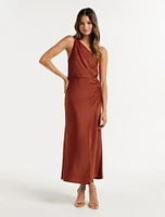 Shawna One-Shoulder Satin Midi Dress