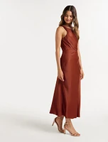 Shawna One-Shoulder Satin Midi Dress