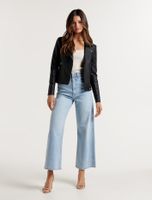 Skye Petite Vegan Leather Biker Jacket