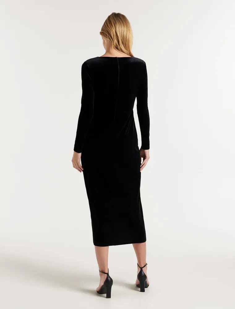 Sofia Velvet Twist-Front Midi Dress - Women's Fashion | Ever New