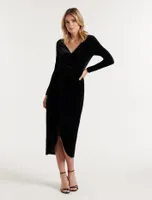 Sofia Velvet Twist-Front Midi Dress - Women's Fashion | Ever New