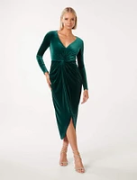 Sofia Velvet Twist-Front Midi Dress