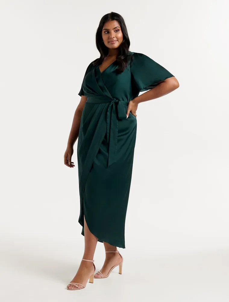 Liza Curve Wrap Midi Dress - Women's Fashion | Ever New