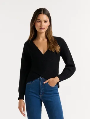 Ettie Petite Wrap Knit Jumper - Women's Fashion | Ever New