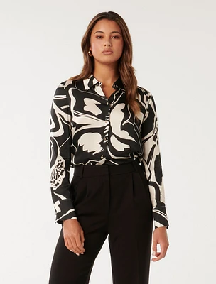 Lila Longline Printed Satin Shirt