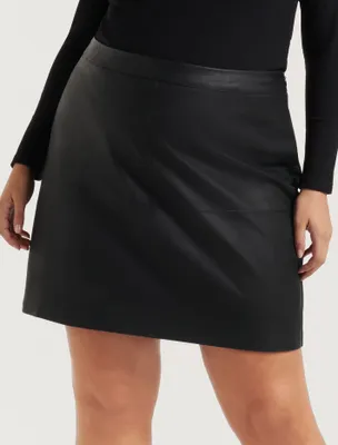 Ellen Curve Vegan Leather Mini Skirt