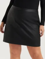 Ellen Curve Vegan Leather Mini Skirt