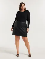 Ellen Curve Vegan Leather Mini Skirt