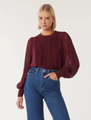 Charlee Lace Trim Blouse