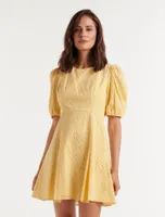 Jenny Broderie Mini Dress in Yellow - Size 0 to 12 - Women's Day Dresses