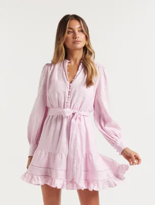 Amelia Button-Up Linen Skater Mini