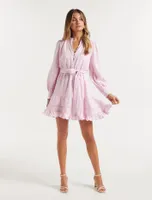 Amelia Button-Up Linen Skater Mini