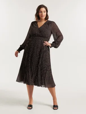 Leighton Curve Pleated Midi Dress - Women's Fashion | Ever New