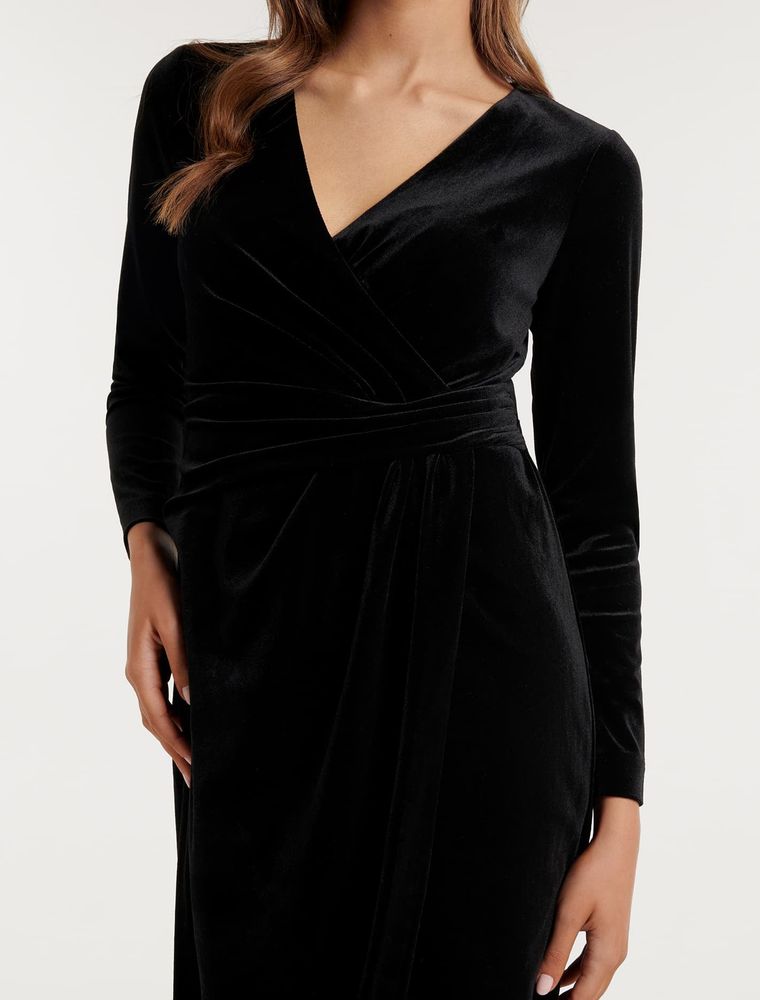 Antionette Petite Wrap Velvet Midi Dress