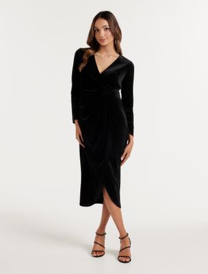 Antionette Petite Wrap Velvet Midi Dress