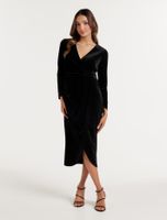 Antionette Petite Wrap Velvet Midi Dress