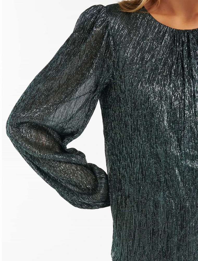 Paige Plisse Blouson Sleeve Top