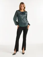 Paige Plisse Blouson Sleeve Top