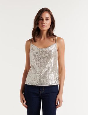 Serena Sequin Cowl Cami