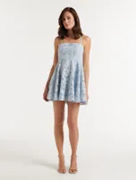 Aliyah Petite Lace Skater Mini Dress Light Blue - 0 to 12 Women's Dresses