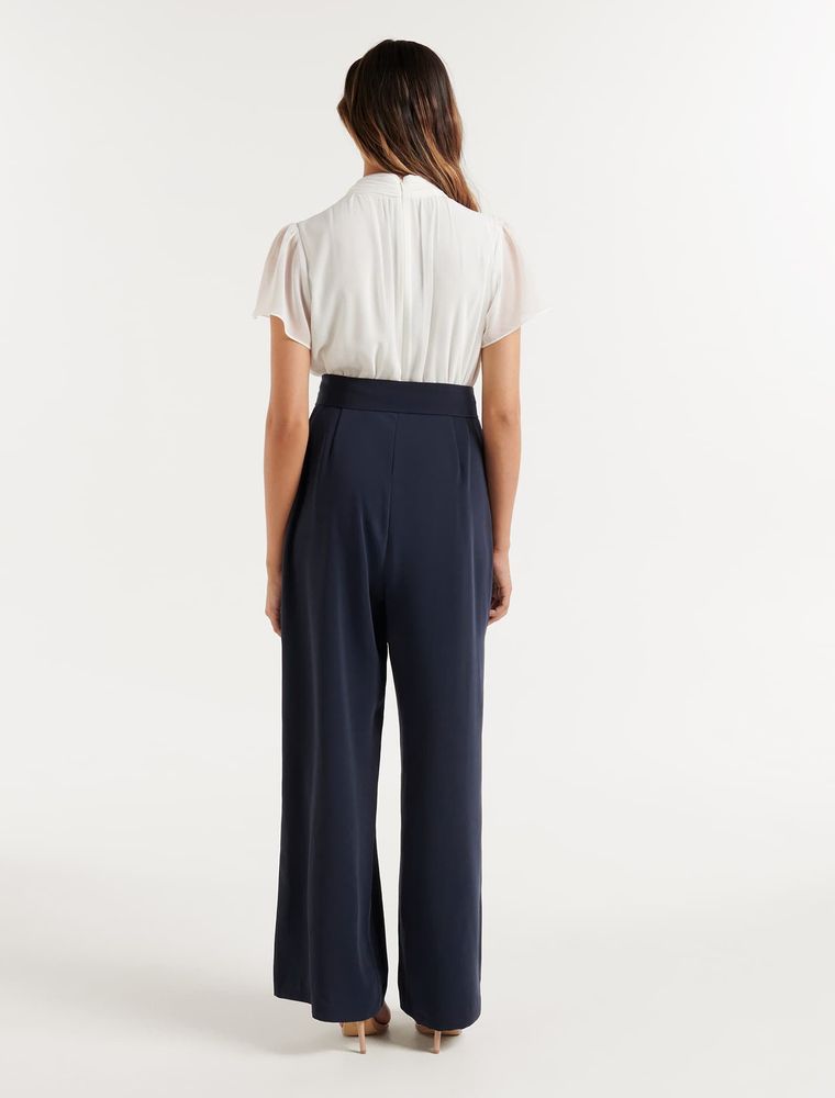 Trixie Petite Flutter-Sleeve Jumpsuit