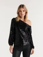 Lana Sequin Tipped Shoulder Blouse - Women's Fashion | Ever New