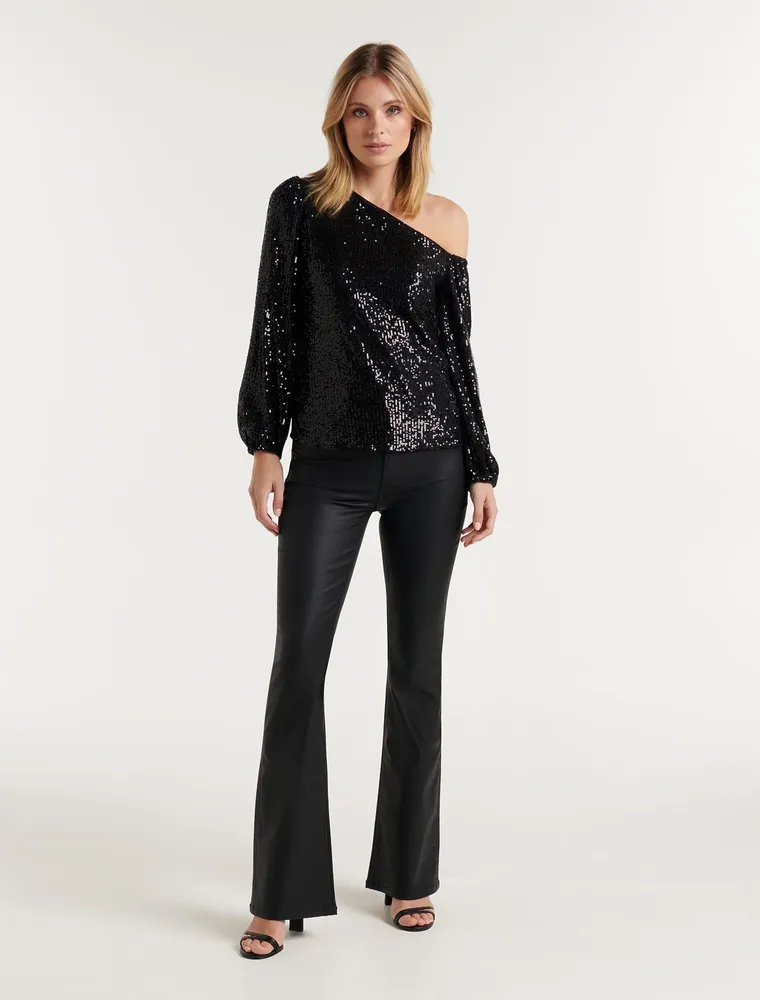 Lana Sequin Tipped Shoulder Blouse - Women's Fashion | Ever New