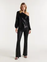Lana Sequin Tipped Shoulder Blouse - Women's Fashion | Ever New