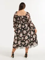 Martha Curve Shirred Midi Dress