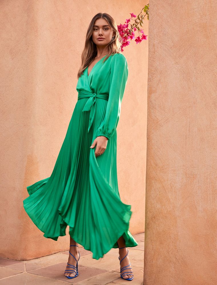 Ellery Pleated Wrap Midi Dress