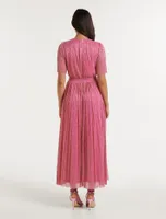 Isabella Wrap Plisse Midi Dress