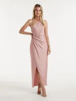 Melissa One-Shoulder Satin Dress