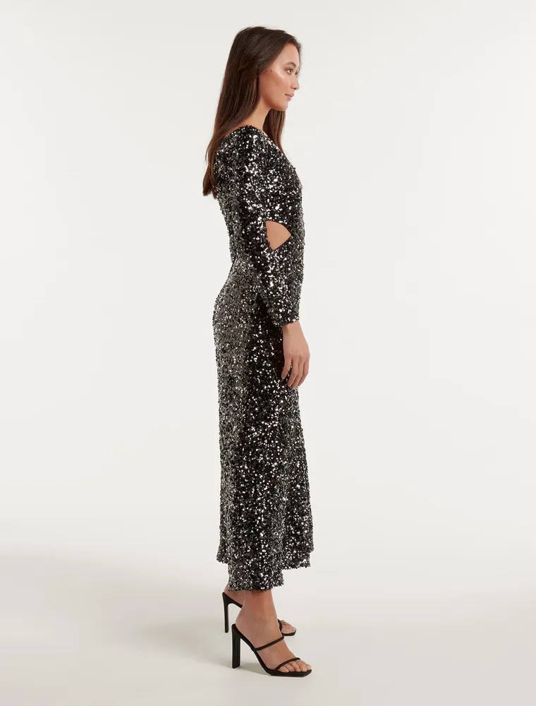 Farrah Sequin Cut Out Back Dress - Women's Fashion | Ever New