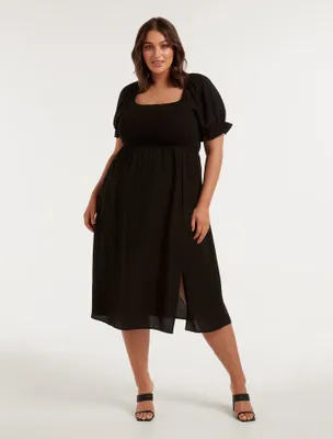 Gia Curve Shirred Midi Dress