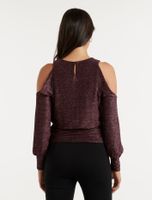 Annabelle Glitter Cold-Shoulder Top